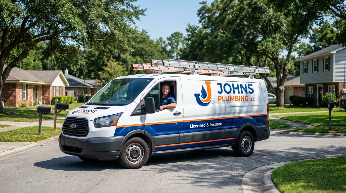 Johns Plumbing LLC service van in Waverly, VA